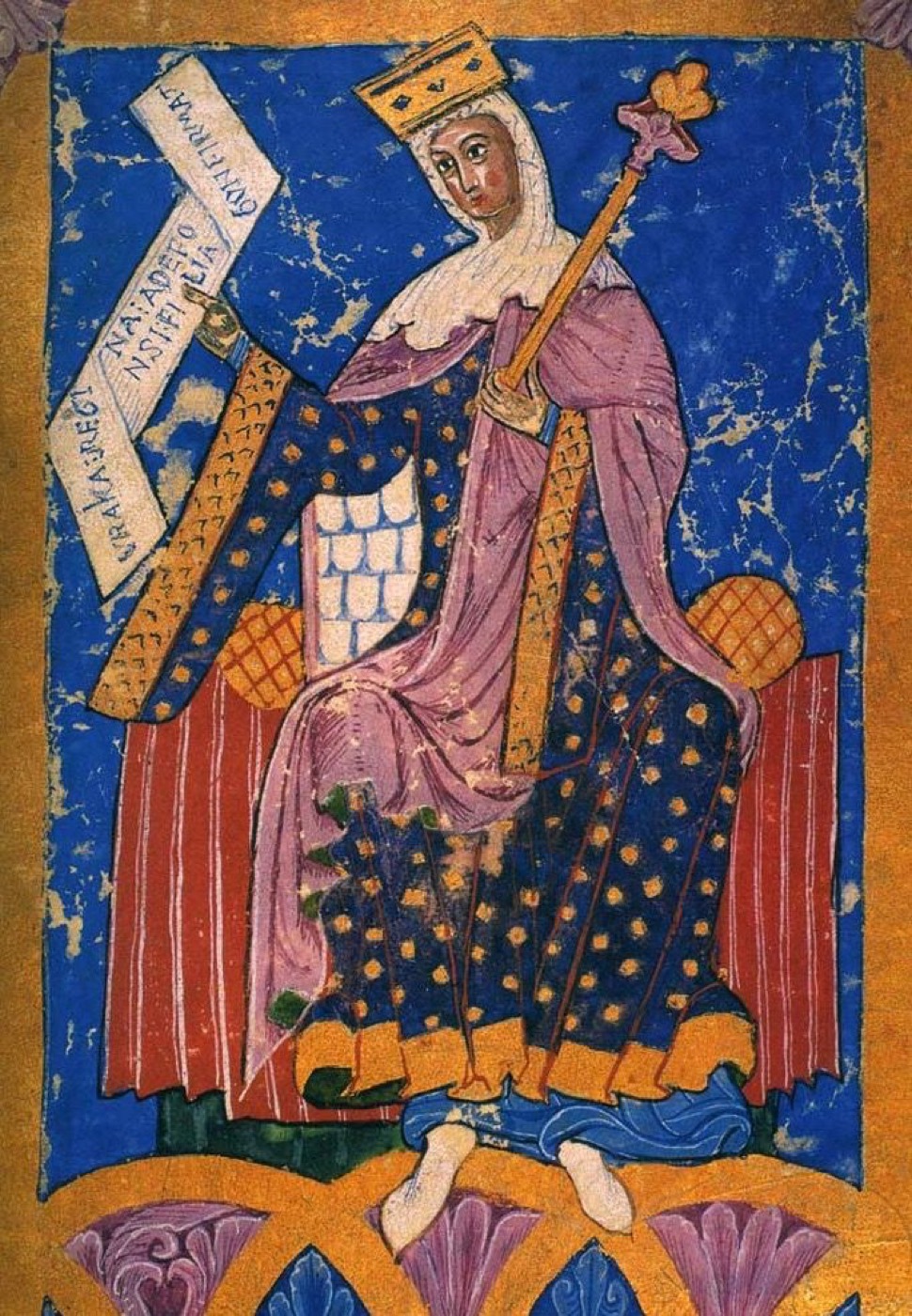 Miniatura medieval de la reina Urraca I de León del Tumbo A de la catedral de Santiago